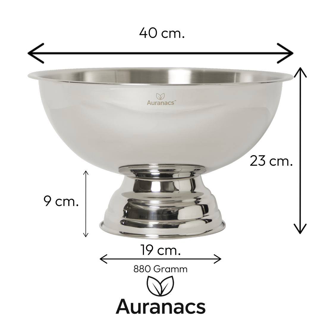 AURANACS® Sonoma | Stainless steel champagne bowl | Mirror-polished punch bowl with elegant base | Large champagne cooler Ø 40cm | Decorative drinks cooler for champagne &amp; wine | Perfect for parties &amp; events