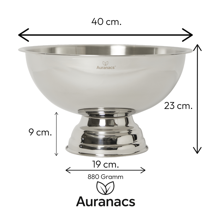 AURANACS® Sonoma | Stainless steel champagne bowl | Mirror-polished punch bowl with elegant base | Large champagne cooler Ø 40cm | Decorative drinks cooler for champagne &amp; wine | Perfect for parties &amp; events