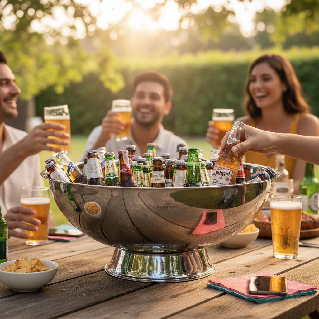 AURANACS® Maximus | Imperial stainless steel XXL bowl | Mirror-polished drinks cooler bowl | Gigantic Ø 66 cm | For champagne, wine &amp; beer | The really big thing for barbecues, events &amp; galas