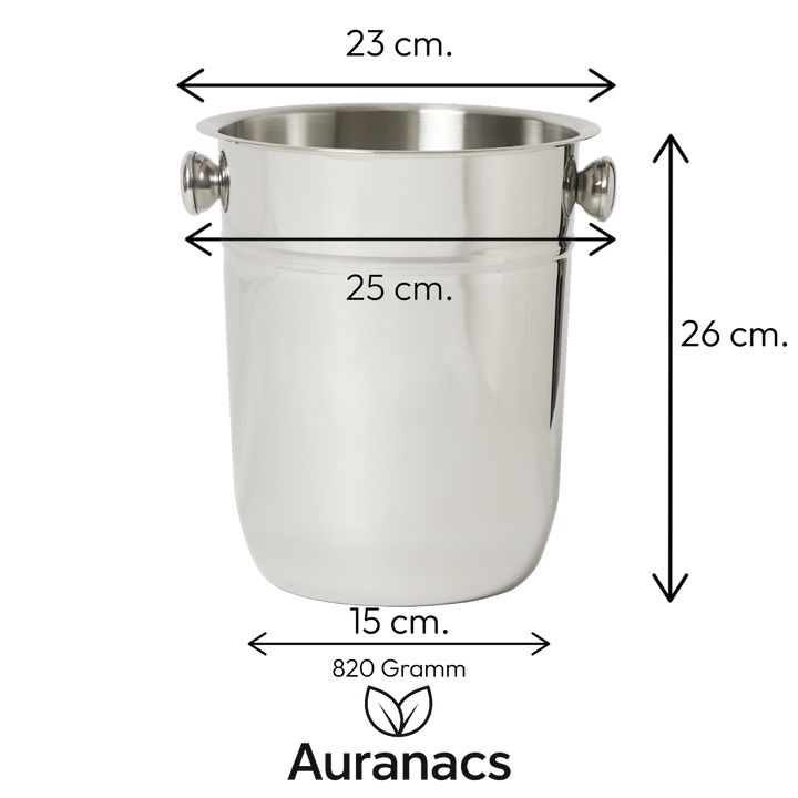 AURANACS® Bahia | Seau à champagne en acier inoxydable | Seau à champagne élégant, surface polie miroir | Seau à vin d&