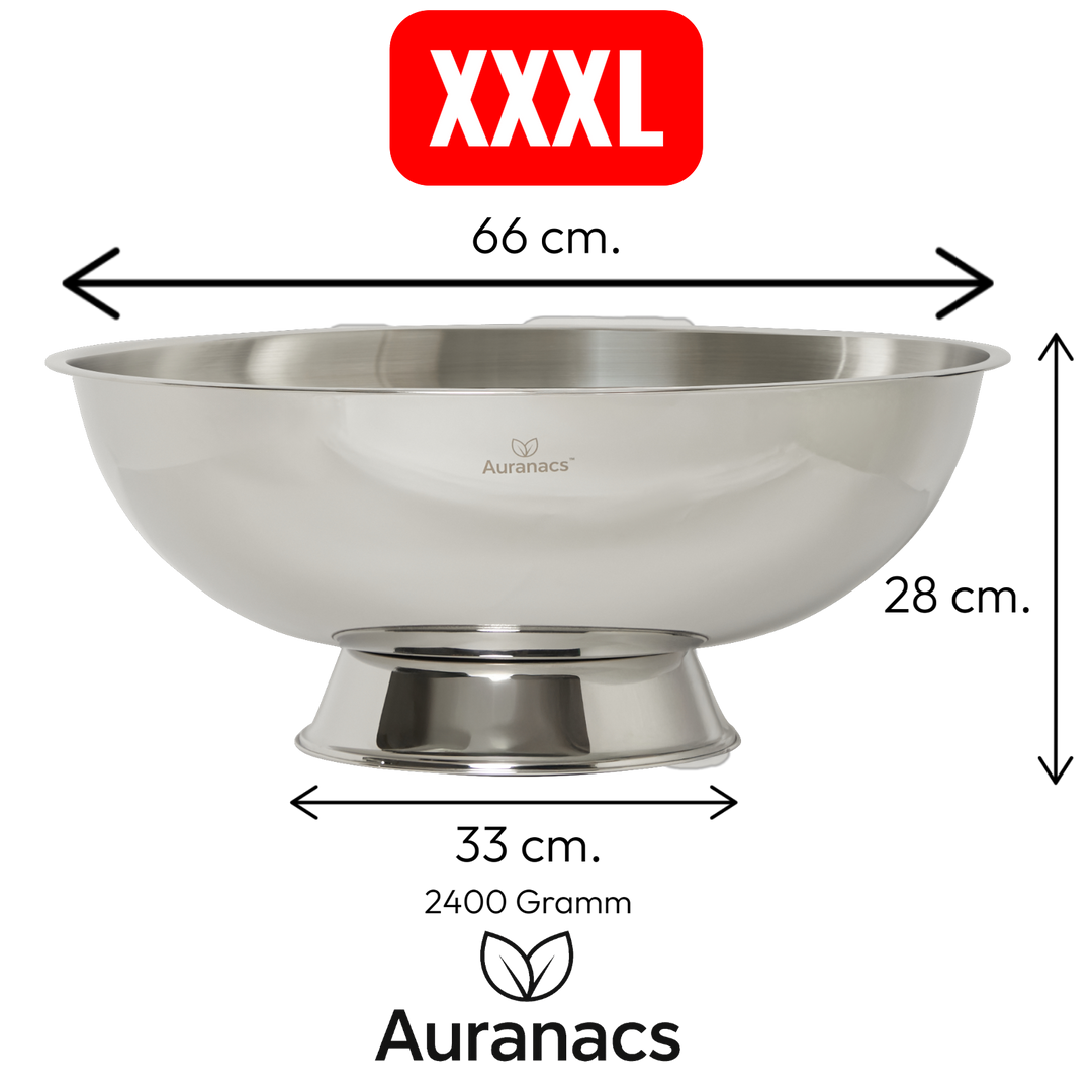 AURANACS® Maximus | Imperial stainless steel XXL bowl | Mirror-polished drinks cooler bowl | Gigantic Ø 66 cm | For champagne, wine & beer | The really big thing for barbecues, events & galas
