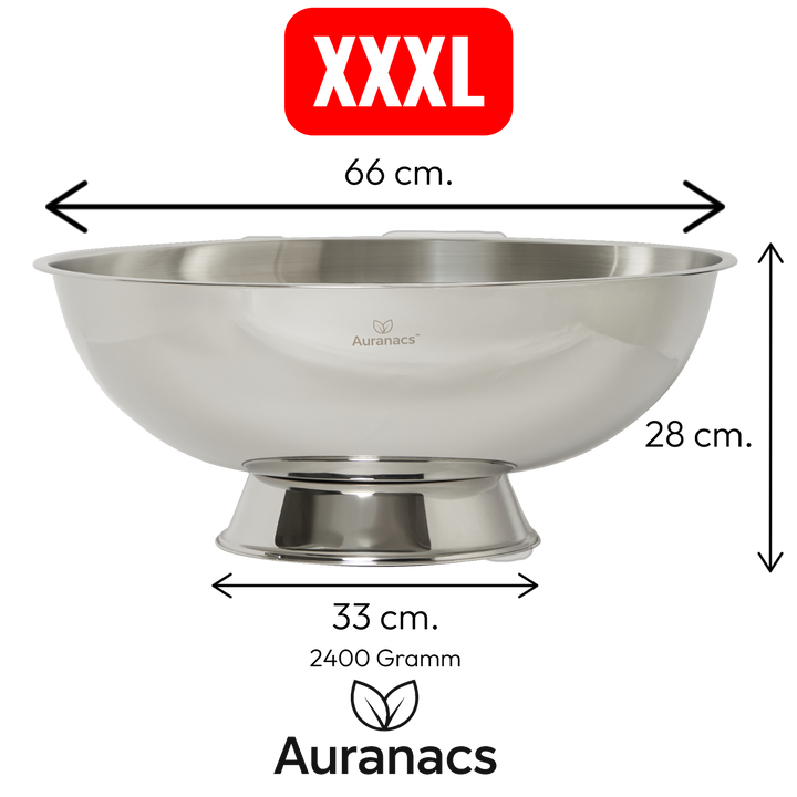 AURANACS® Maximus | Imperial stainless steel XXL bowl | Mirror-polished drinks cooler bowl | Gigantic Ø 66 cm | For champagne, wine & beer | The really big thing for barbecues, events & galas