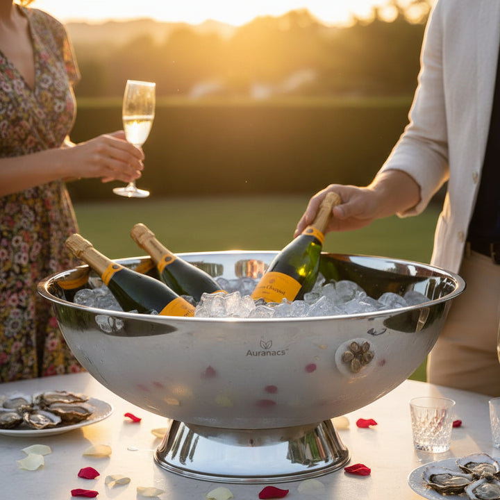 AURANACS® Maximus | Imperial stainless steel XXL bowl | Mirror-polished drinks cooler bowl | Gigantic Ø 66 cm | For champagne, wine & beer | The really big thing for barbecues, events & galas