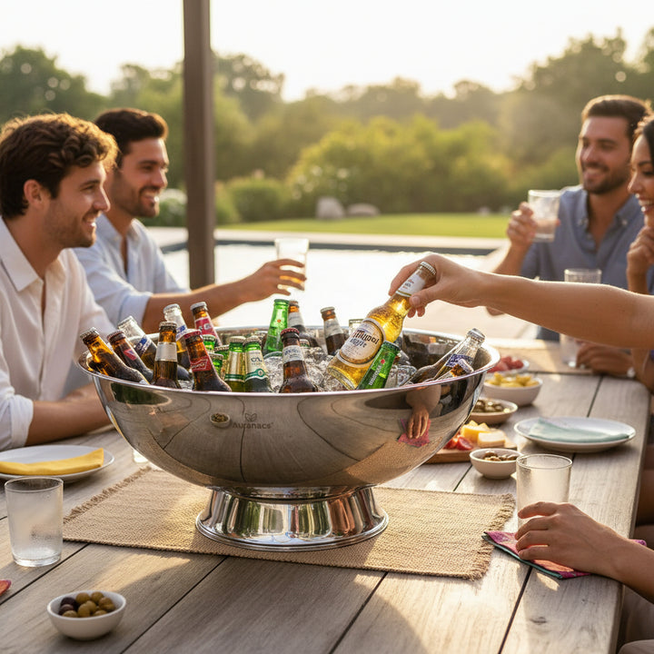 AURANACS® Maximus | Imperial stainless steel XXL bowl | Mirror-polished drinks cooler bowl | Gigantic Ø 66 cm | For champagne, wine & beer | The really big thing for barbecues, events & galas