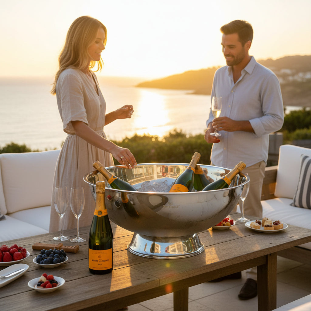 AURANACS® Maximus | Imperial stainless steel XXL bowl | Mirror-polished drinks cooler bowl | Gigantic Ø 66 cm | For champagne, wine & beer | The really big thing for barbecues, events & galas