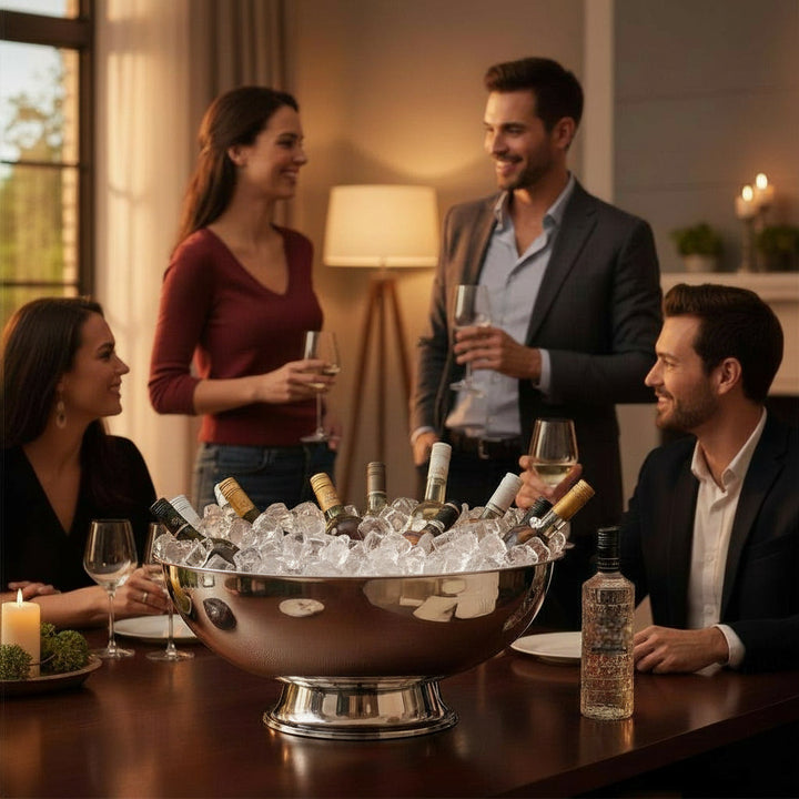 AURANACS® Maximus | Imperial stainless steel XXL bowl | Mirror-polished drinks cooler bowl | Gigantic Ø 66 cm | For champagne, wine & beer | The really big thing for barbecues, events & galas