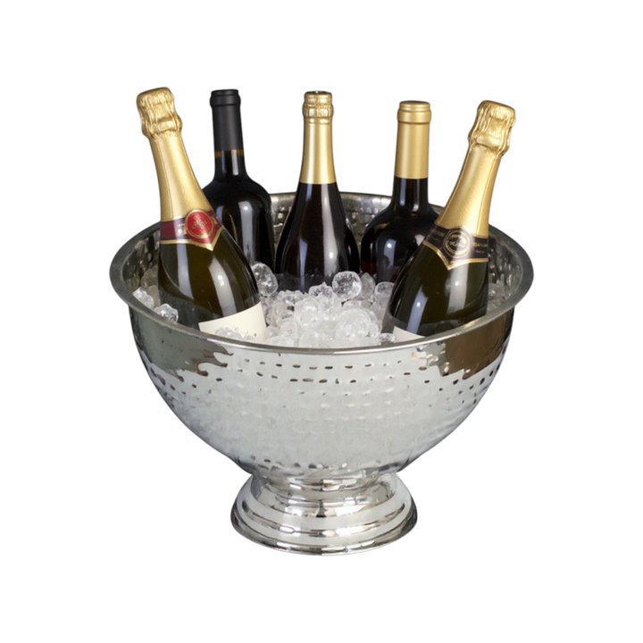 AURANACS® Bourgogne | Champagne bowl made of stainless steel | Mirror polished & hammered finish | Large champagne cooler Ø 40cm | Wine cooler with deep base | Elegant design for parties & events