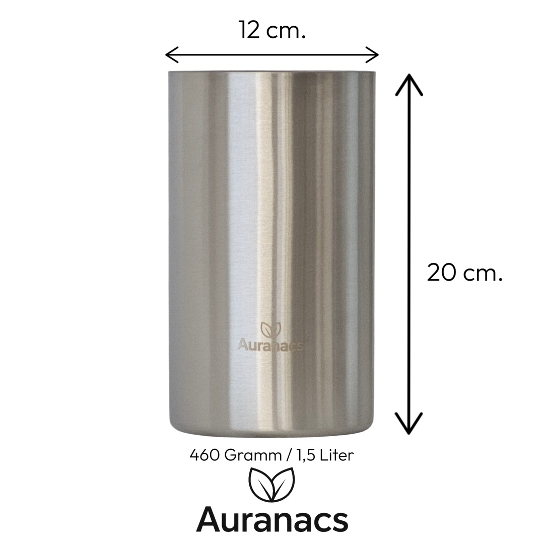AURANACS® Alsace | Matt brushed stainless steel bottle cooler | Double-walled wine cooler with insulation | Elegant champagne cooler | Champagne cooler Ø 12 cm | Ideal for parties, restaurants & at home