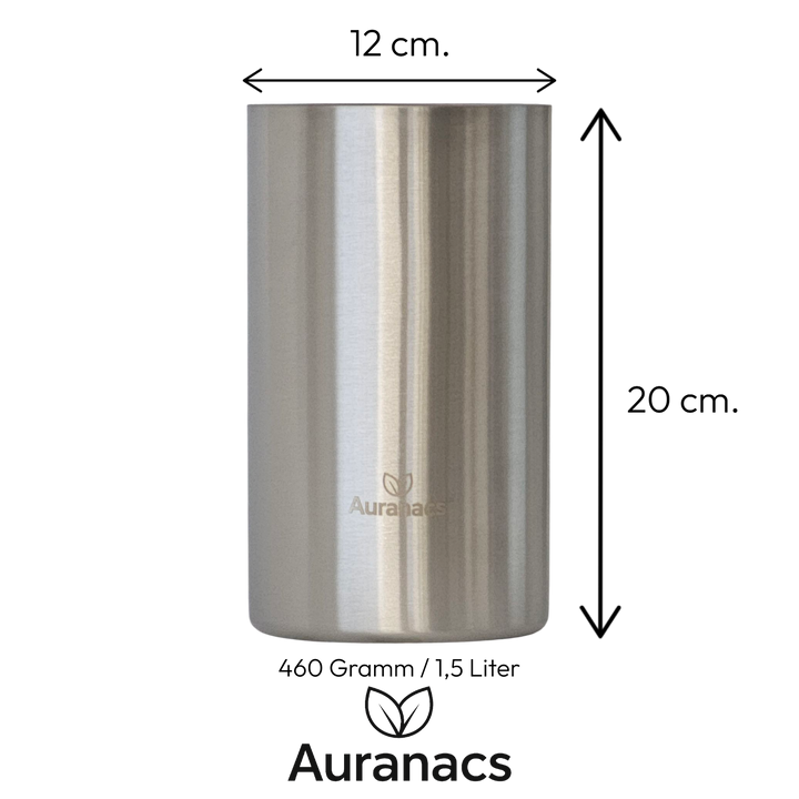AURANACS® Alsace | Matt brushed stainless steel bottle cooler | Double-walled wine cooler with insulation | Elegant champagne cooler | Champagne cooler Ø 12 cm | Ideal for parties, restaurants & at home