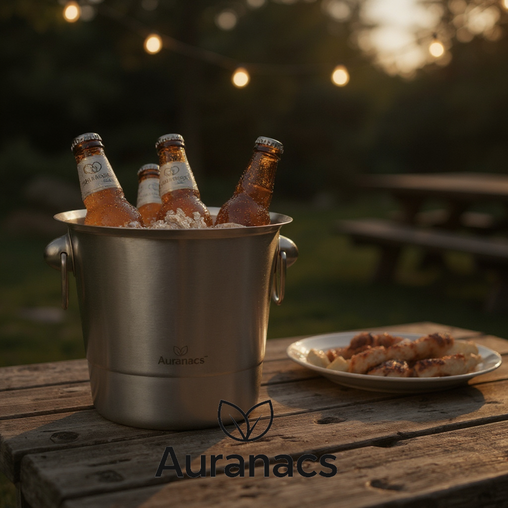 AURANACS® Toskana | Weinkühler aus Edelstahl | Eleganter Champagnerkühler mit 4,5L Fassungsvermögen