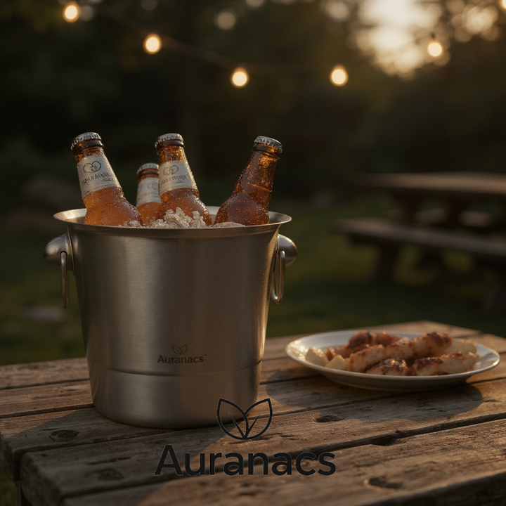 AURANACS® Toskana | Weinkühler aus Edelstahl | Eleganter Champagnerkühler mit 4,5L Fassungsvermögen