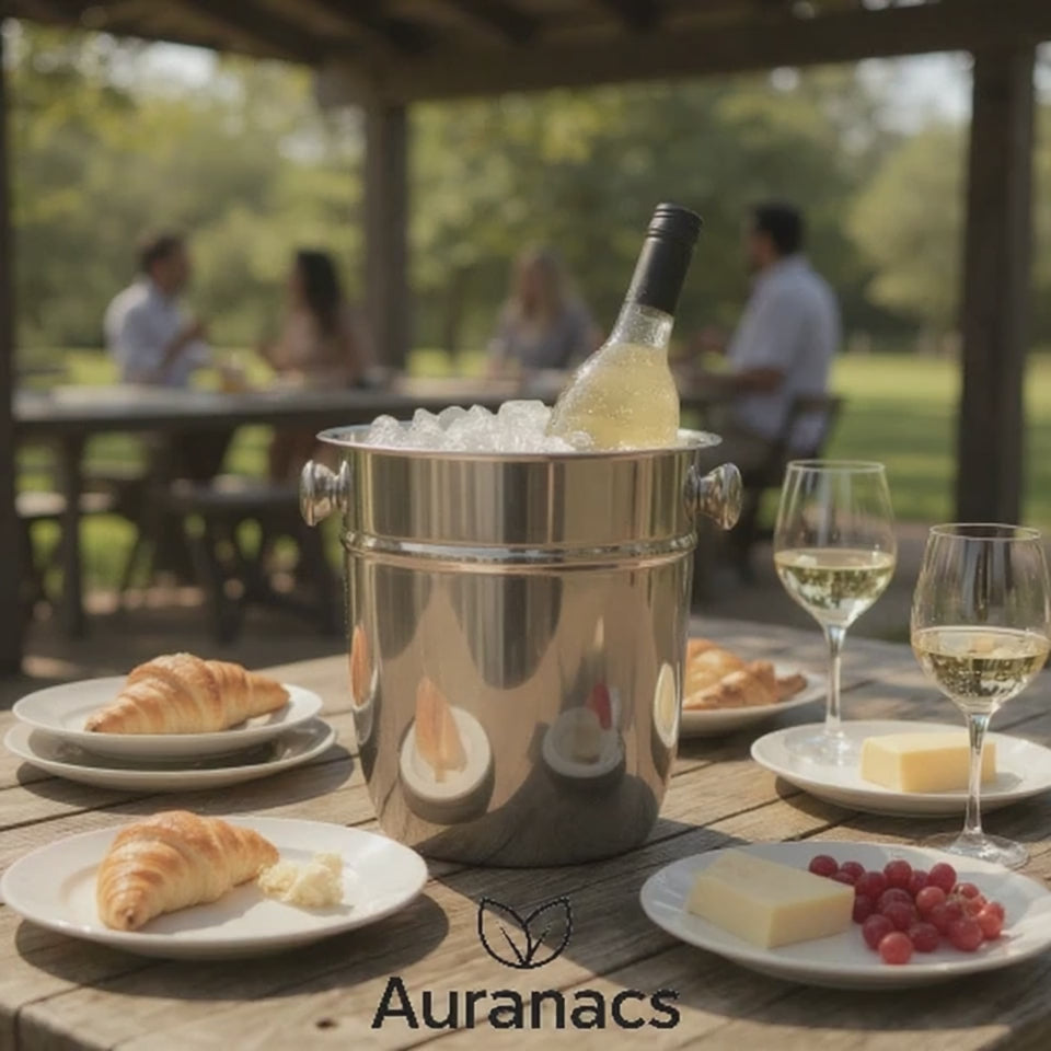 AURANACS® Bahia | Seau à champagne en acier inoxydable | Seau à champagne élégant, surface polie miroir | Seau à vin d&